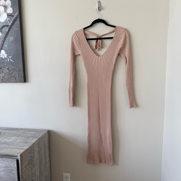 NBD Bekah Ribbed Midi Dress in Nude - Picture 4 of 11